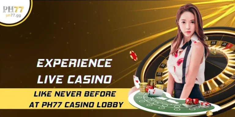 Hình ảnh sòng bạc trực tuyến VNBET77 với dealer xinh đẹp và bàn chơi Baccarat.
